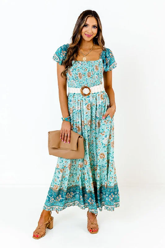 Sheath Women Dress with a Tailored Fit for a Professional LookSea Divine Smocked Maxi In Teal