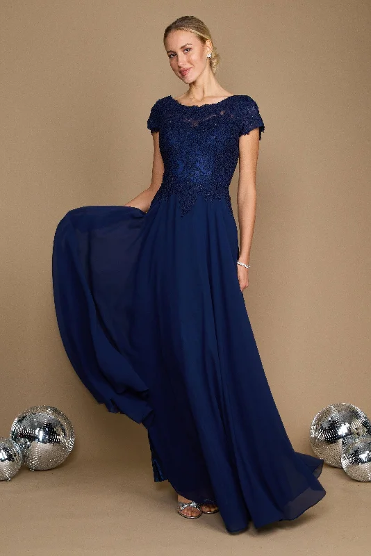 Backless Women Dress for a Sexy and Alluring Look at Evening EventsDylan & Davids Short Sleeve Formal Evening Dress