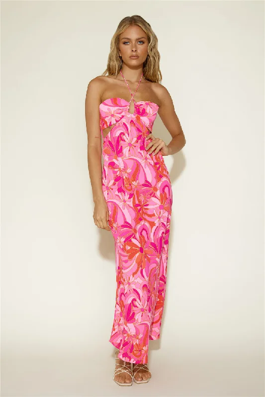 Pleated Women Dress with a Timeless and Elegant TextureSummer Getaway Maxi Dress Pink