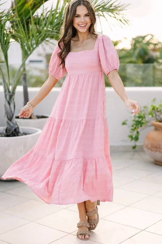 Lace - Embellished Women Dress for an Elegant and Sophisticated AppearanceThink About It Mauve Pink Midi Dress