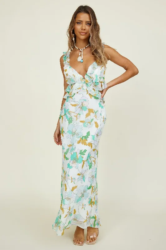 Backless Women Dress for a Sexy and Alluring Look at Evening EventsWest Coast Drive Maxi Dress Green