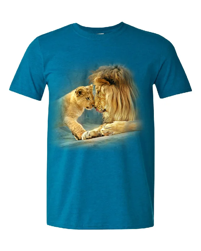 Crop Top Women T Shirt to Pair with High - Waisted BottomsAdult Morning Greeting T-Shirt (Male Lion and Cub)