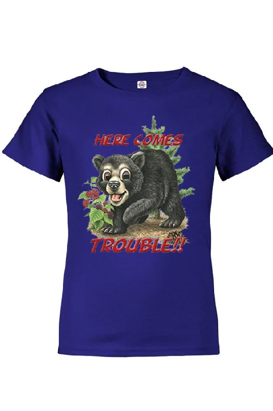 Embroidered Women T Shirt with Intricate DetailsYouth Bear Trouble T-Shirt