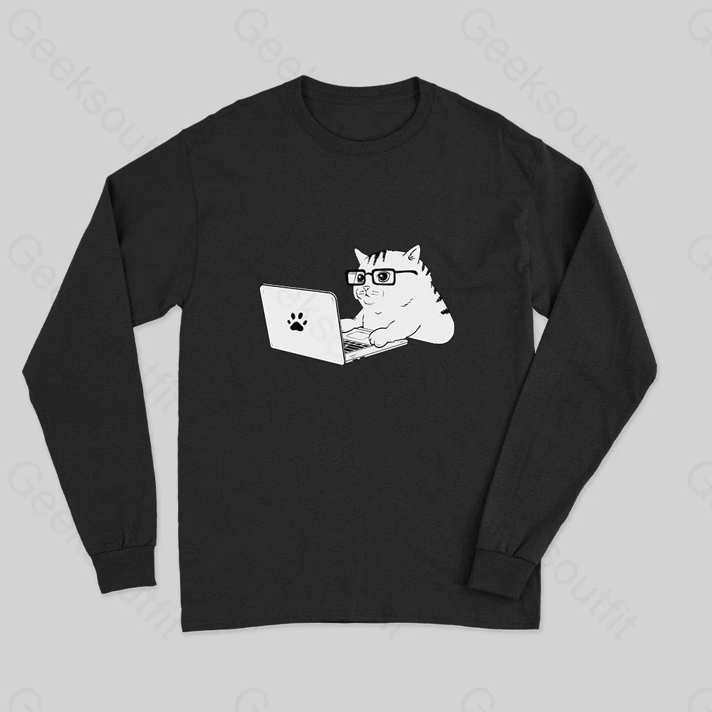 Crop Top Women T Shirt to Pair with High - Waisted BottomsCats & Computers Long Sleeve T-Shirt