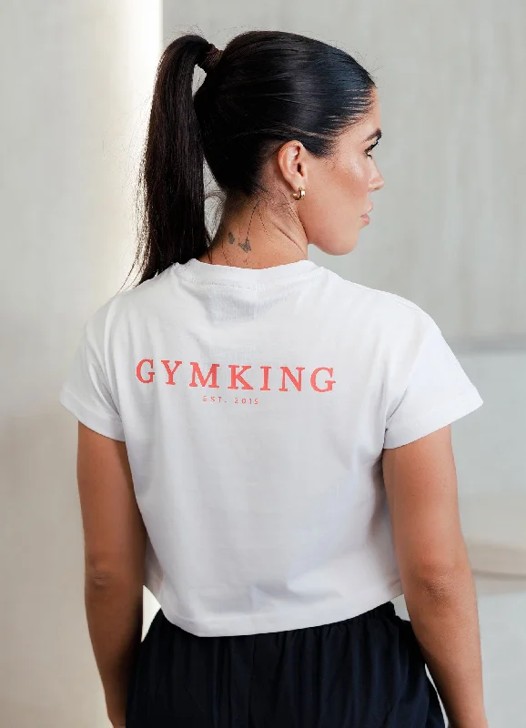 V - Neck Women T Shirt to Enhance the NecklineGym King Established Cropped Tee - White/Red