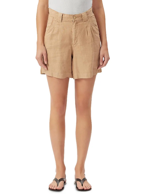 Solid Color Women Shorts in Bright Hues for a Bold StatementHeidi Womens Pleated Knee Length Casual Shorts