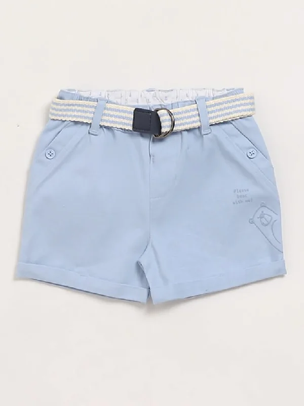 Denim Women Shorts with Distressed Details for a Casual VibeHOP Baby Blue Shorts with Belt