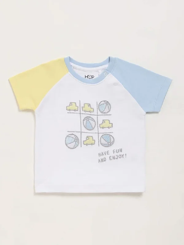 Solid Color Women Shorts in Bright Hues for a Bold StatementHOP Baby White Printed T-Shirt