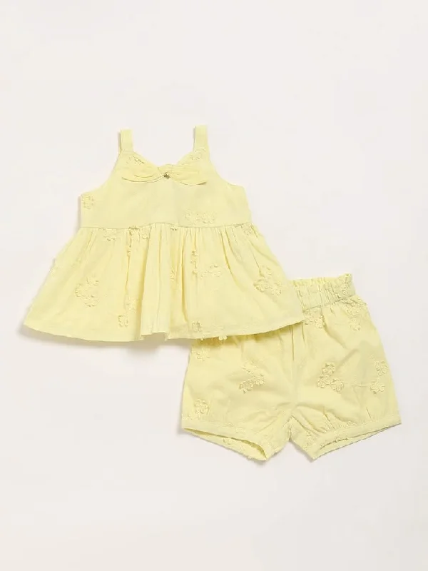 Stretchable Women Shorts for Maximum MobilityHOP Baby Yellow Top with Shorts