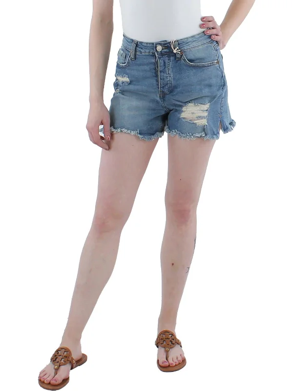 Belted Women Shorts to Enhance the WaistlineJuniors Womens Mid Rise Raw Hem Cutoff Shorts