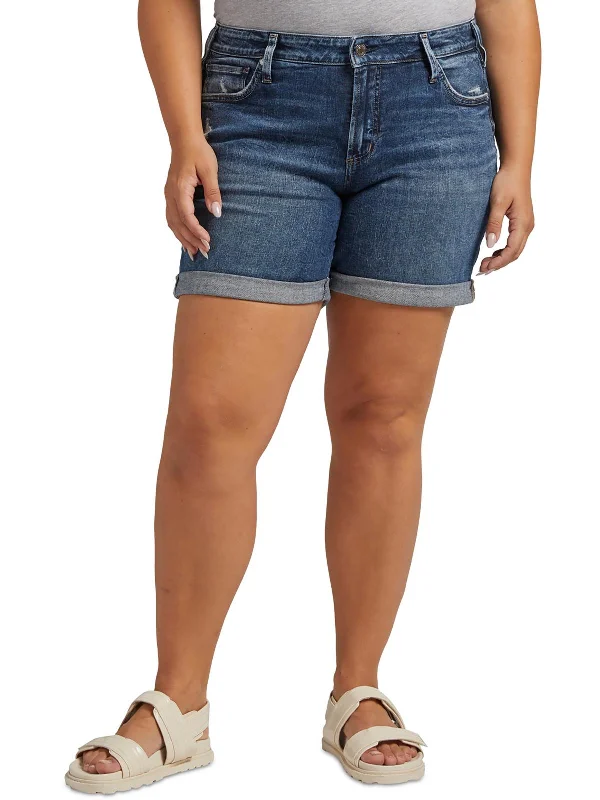 Leather Look Women Shorts for an Edgy and Chic StylePlus Womens Midi Mid-Rise Denim Shorts