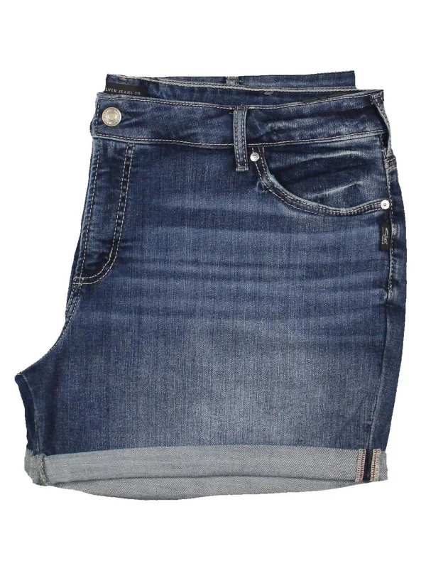 Belted Women Shorts to Enhance the WaistlinePlus Womens Mini Stretch Denim Shorts