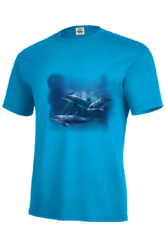 Ringer T Shirt Women with Retro - Inspired StripesAdult Spotlit Dolphins T-Shirt