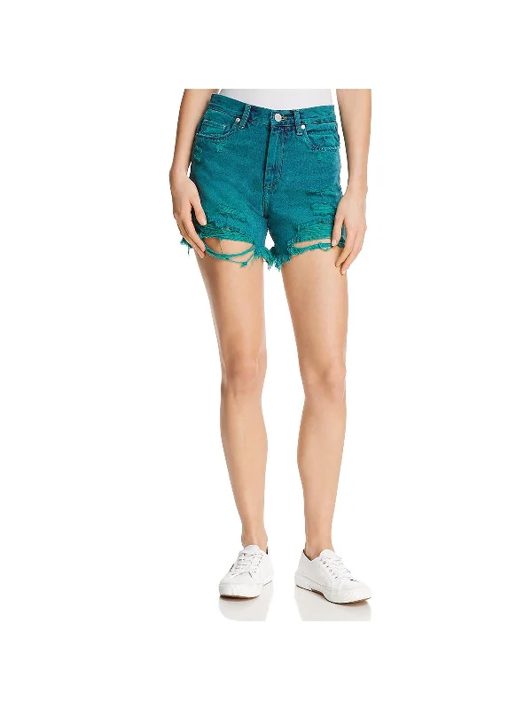 Cuffed Women Shorts for a Laid - Back and Trendy LookWomens Denim Cutoff High-Waist Shorts