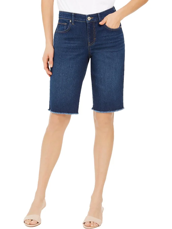 Plus Size Women Shorts with a Comfortable and Stylish FitWomens Denim Mid-Rise Bermuda Shorts