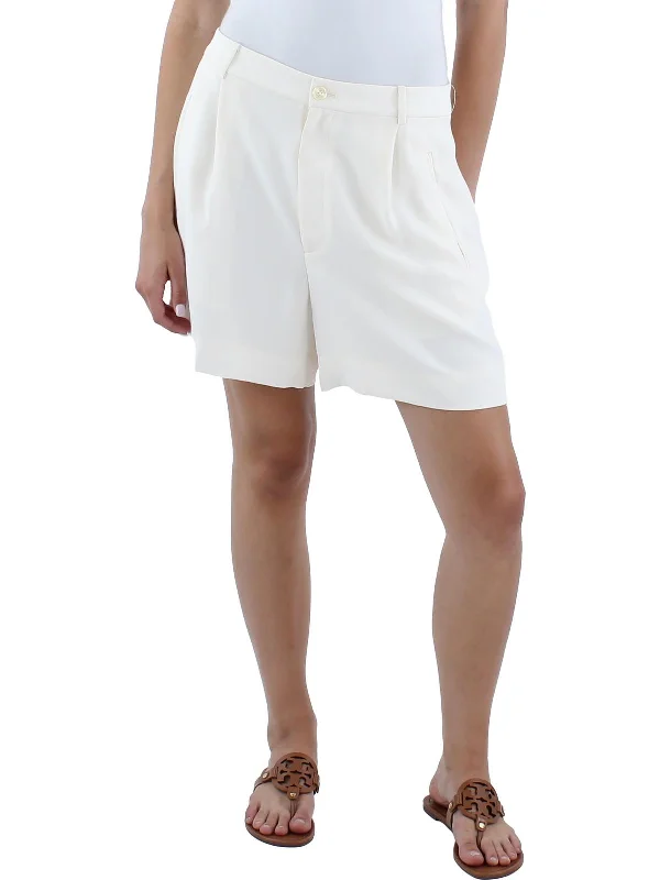 Solid Color Women Shorts in Bright Hues for a Bold StatementWomens High Rise Pleated Casual Shorts