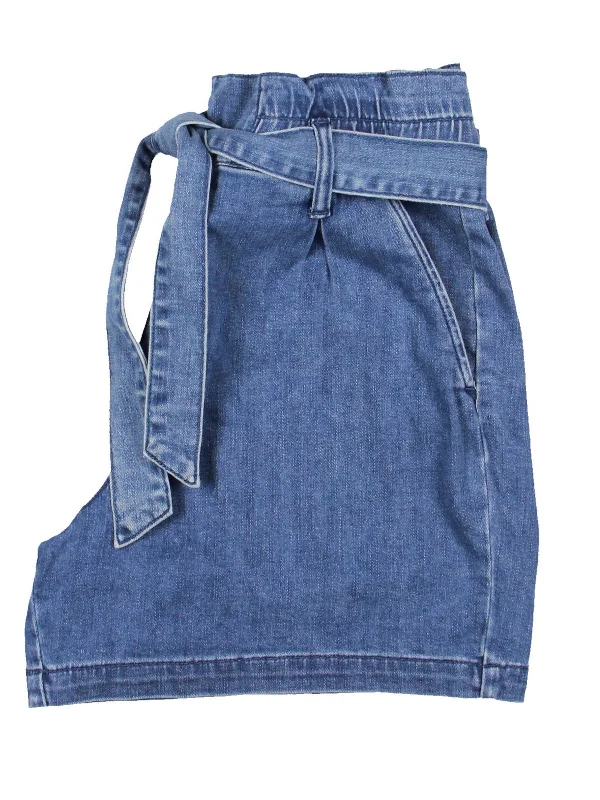 Twill Women Shorts with a Smooth Texture and DurabilityWomens High-Rise Pleated Denim Shorts