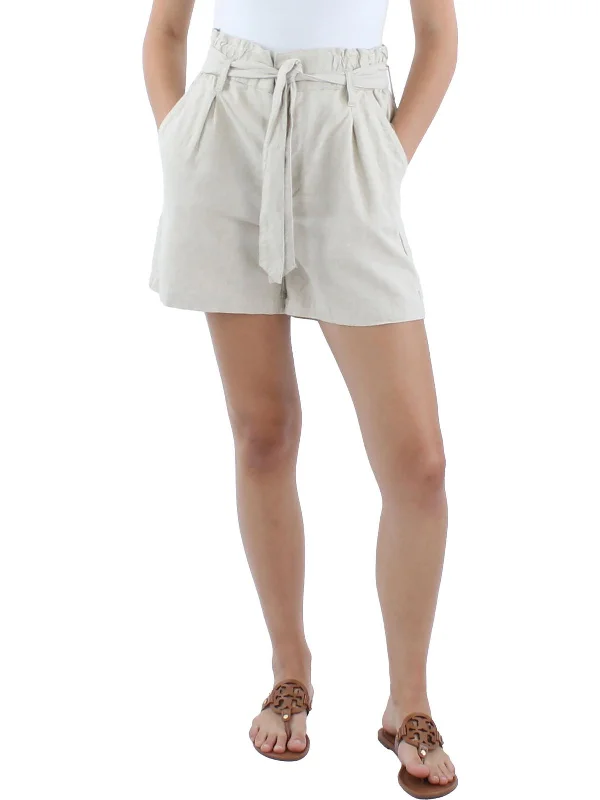 Cuffed Women Shorts for a Laid - Back and Trendy LookWomens Linen Blend High-Rise Casual Shorts