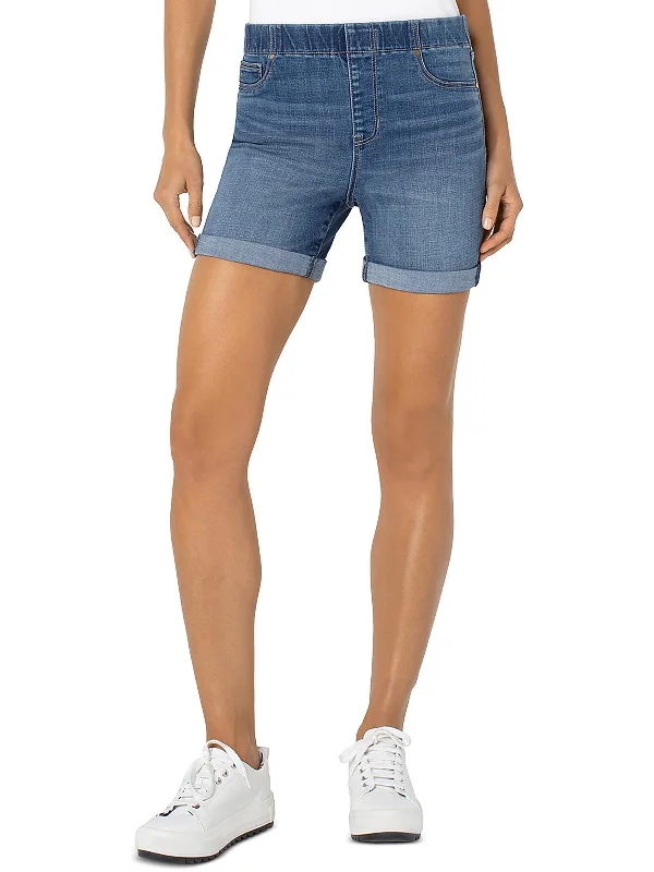 Tie - Waist Women Shorts for a Customizable FitWomens Medium Wash Mid Rise Denim Shorts