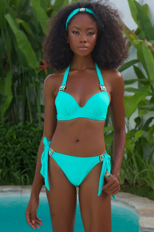 String bikini for a minimalistic and sexy beach styleAmour 'Turquoise' Push Up Crystal Bikini Top