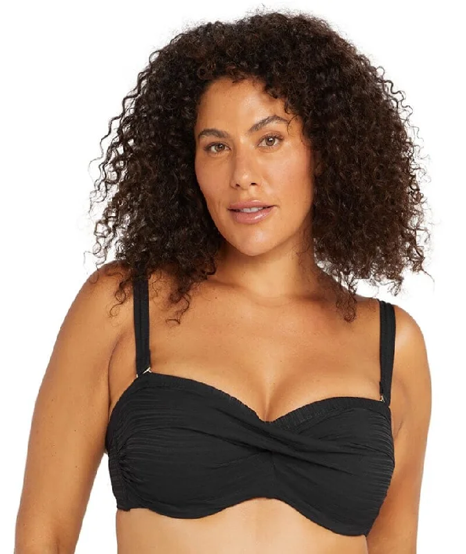 Ruched bikini with fabric gathers for a slimming effectArtesands Aria Botticelli Bandeau D-DD Cup Bikini Top - Black