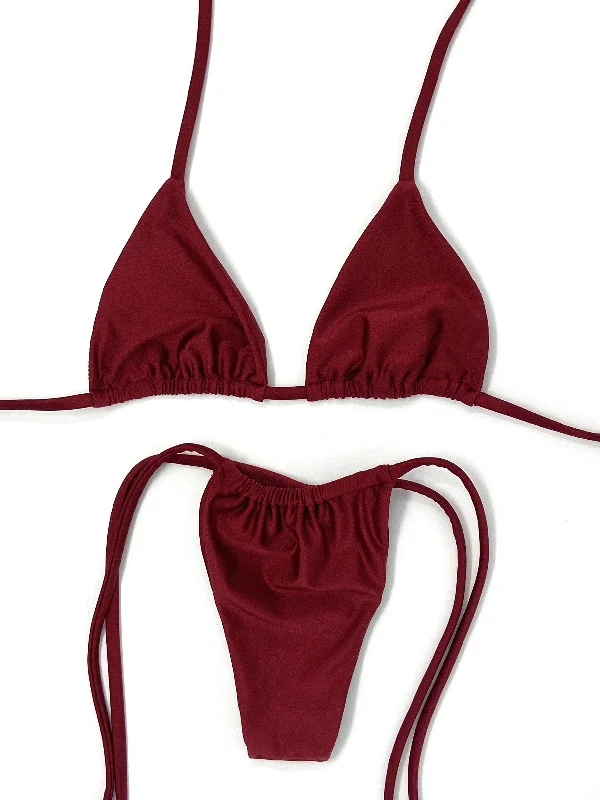 Push - up bikini top to enhance the bust for a confident beach appearanceBERRY ITTY SLIDE BOTTOM - RUBY