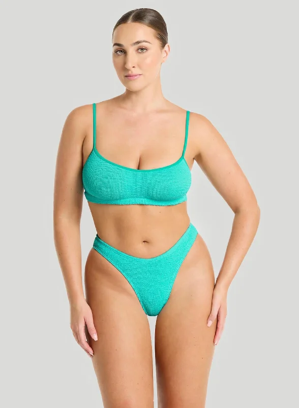 Maternity bikini for expecting mothers to enjoy the beach comfortablyBond Eye: The Saint Strap Crop Beach Glass Eco