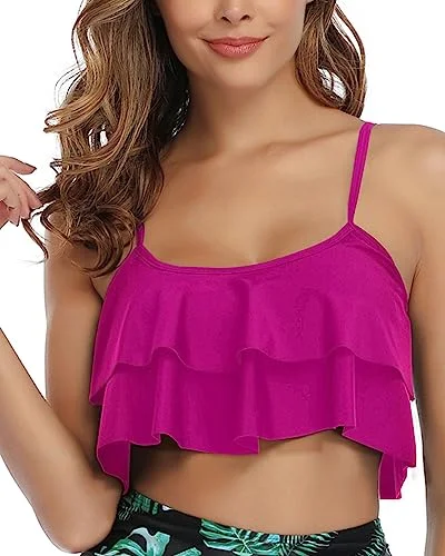 Convertible bikini that can be worn in multiple styles for versatilityFlounce Swim Tops Falbala Swimsuit Tank Tops