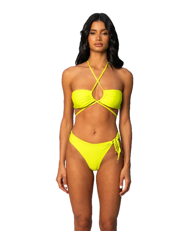 Monokini - style bikini with a unique one - piece - meets - bikini designLucida Halter Top Bikini |Green