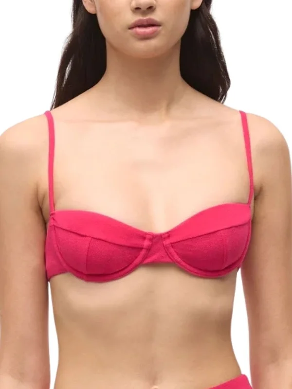 Sustainable bikini made from recycled materials for eco - conscious beachgoersNora Demi Bra | Micro Terry | Pink