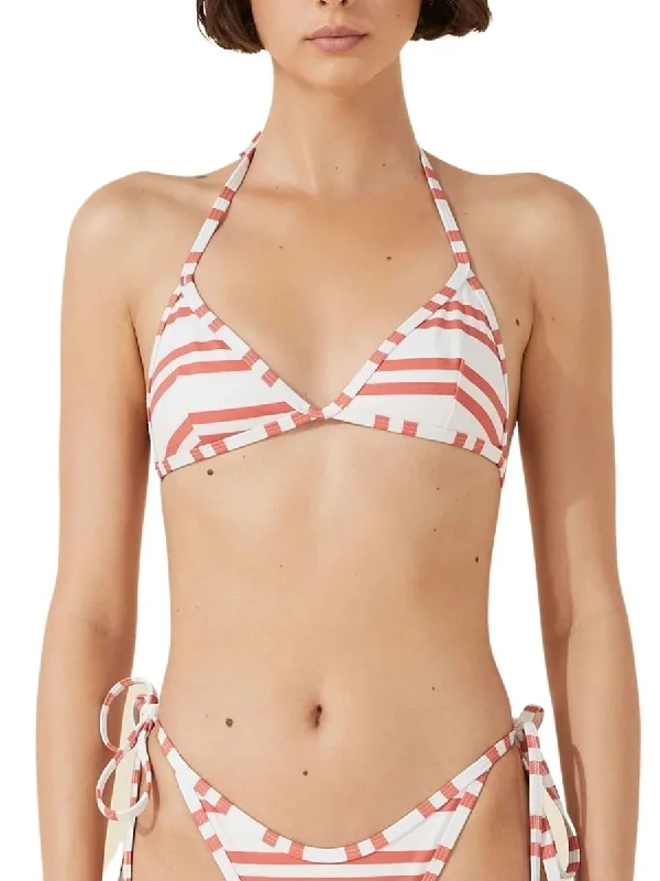 Neon - colored bikini to stand out on the beachRed Stripe Halter Triangle Red Stripe