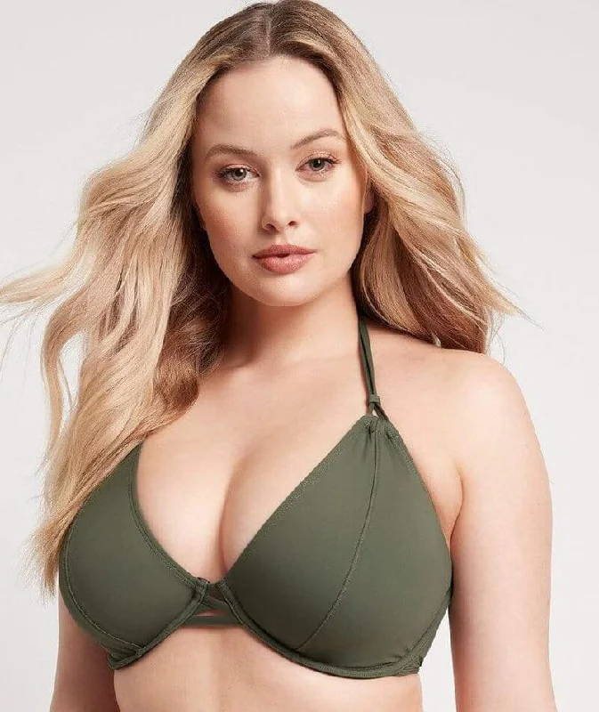 Push - up bikini top to enhance the bust for a confident beach appearanceSea Level Bella Underwire F Cup Bikini Top - Khaki