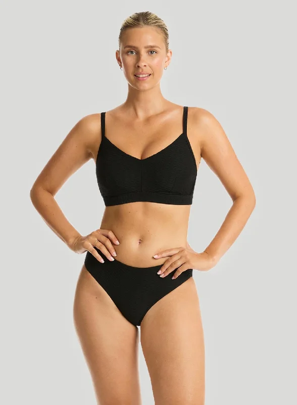 Sustainable bikini made from recycled materials for eco - conscious beachgoersSea Level: Honeycomb DD E Cup Bralette Bikini Top Black