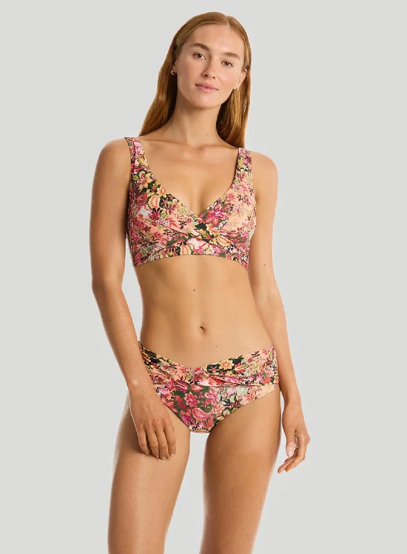 Plus - size bikini with full - coverage options for comfort and confidenceSea Level: Wildflower Cross Front Multifit Bikini Top Pink