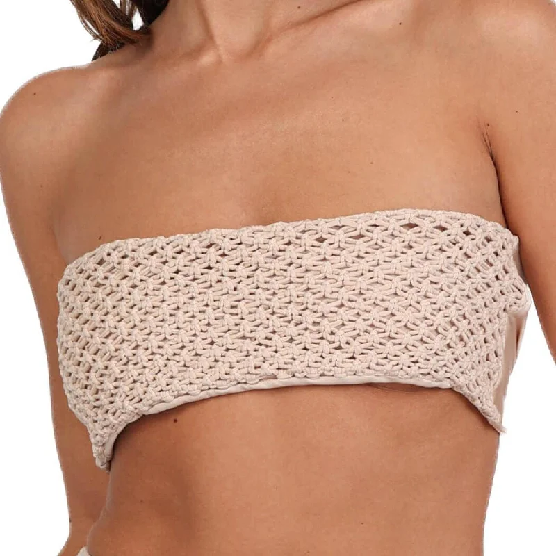 Push - up bikini top to enhance the bust for a confident beach appearanceTia Macrame Strapless Bikini Top