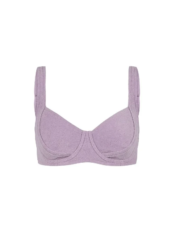 Sports bikini for high - intensity water activities like surfingTowelling Bra Cup Bikini Top - Lilac