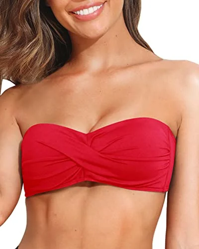 Maternity bikini for expecting mothers to enjoy the beach comfortablyTwist Front Strapless Bathing Suit bandeau Bikini Top for Women