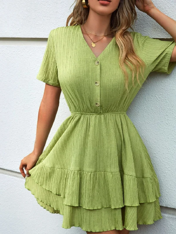 Button Down Layered Mini Dress